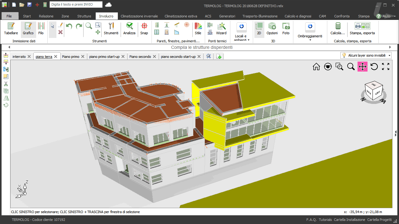 Modello di TERMOLOG: modello 3D di un albergo sottoposto a riqualificazione Studio Termotecnico Paolo Schivalocchi