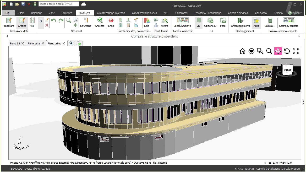 Modello di TERMOLOG - Modello 3D di un Istituto di Credito: dettaglio della facciata - Fabrici Associati